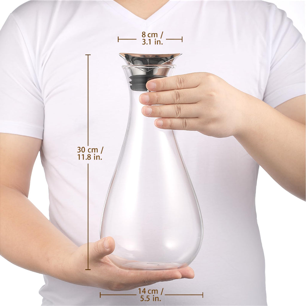 ecooe Glass Carafe 1.8 L Water Carafe Carafe Glass with Stainless Steel Lid, Glass Jug Water Jug Juice Jug Drinks Jug Glass Jug for Hot Cold Water Homemade Drinks Iced Tea Juice Milk Tea Coffee