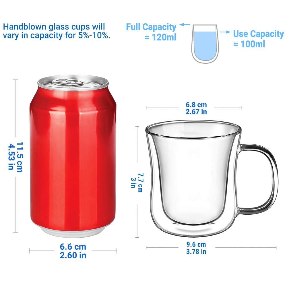 ecooe Double-Walled Espresso Cups Set of 2 120 ml (Full Capacity)