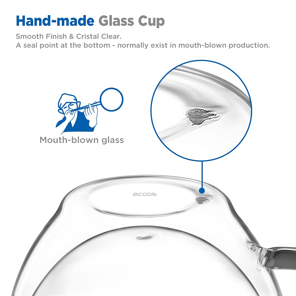 Ecooe Double-Walled Cups for Coffee, Cappuccino and Latte Macchiato, 2-Piece Set, Thermal Drinking Glasses, 300-450 ml (Full Capacity)