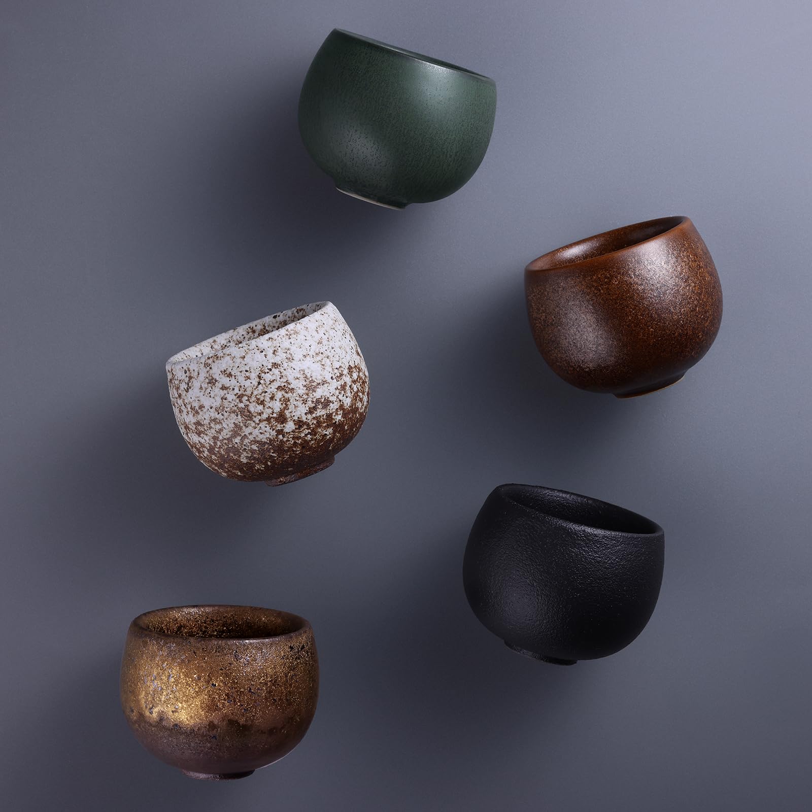 ecooe Espresso Cups Thick-Walled Stoneware Set of 5 50 ml, Handmade Porcelain Coffee Cups, Ceramic Tea Cups Gifts for Women Men Best Friend Partner, Christmas Gifts Visit the ecooe Store