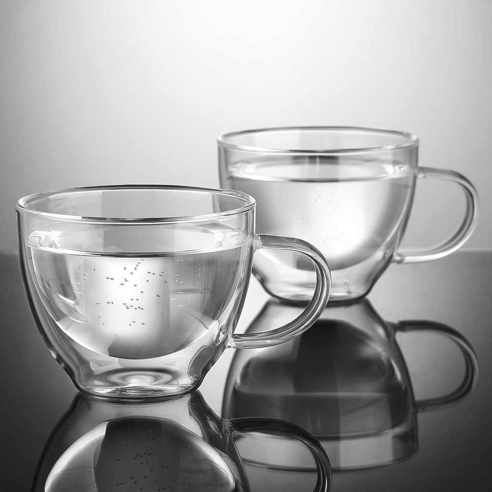 Ecooe Double-Walled Cups for Coffee, Cappuccino and Latte Macchiato, 2-Piece Set, Thermal Drinking Glasses, 300-450 ml (Full Capacity)