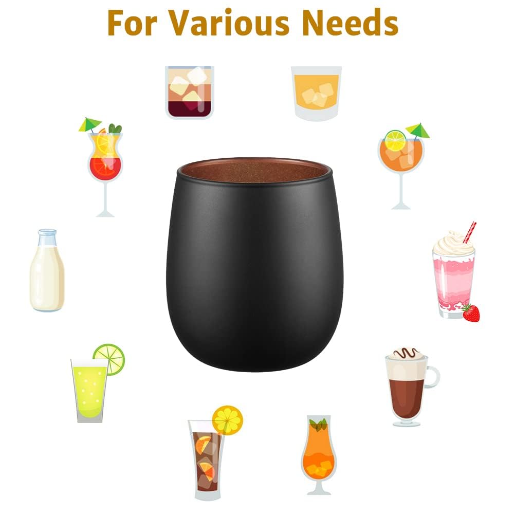 glastal 450ml Gin Gläser Schwarz Matt Trinkgläser 2er Set Wassergläser mit Roségold Blinkende Innenwand, Borosilikat Einschichtiges Weingläser Cocktail Gläser Whiskygläser Weihnachten Geschenk