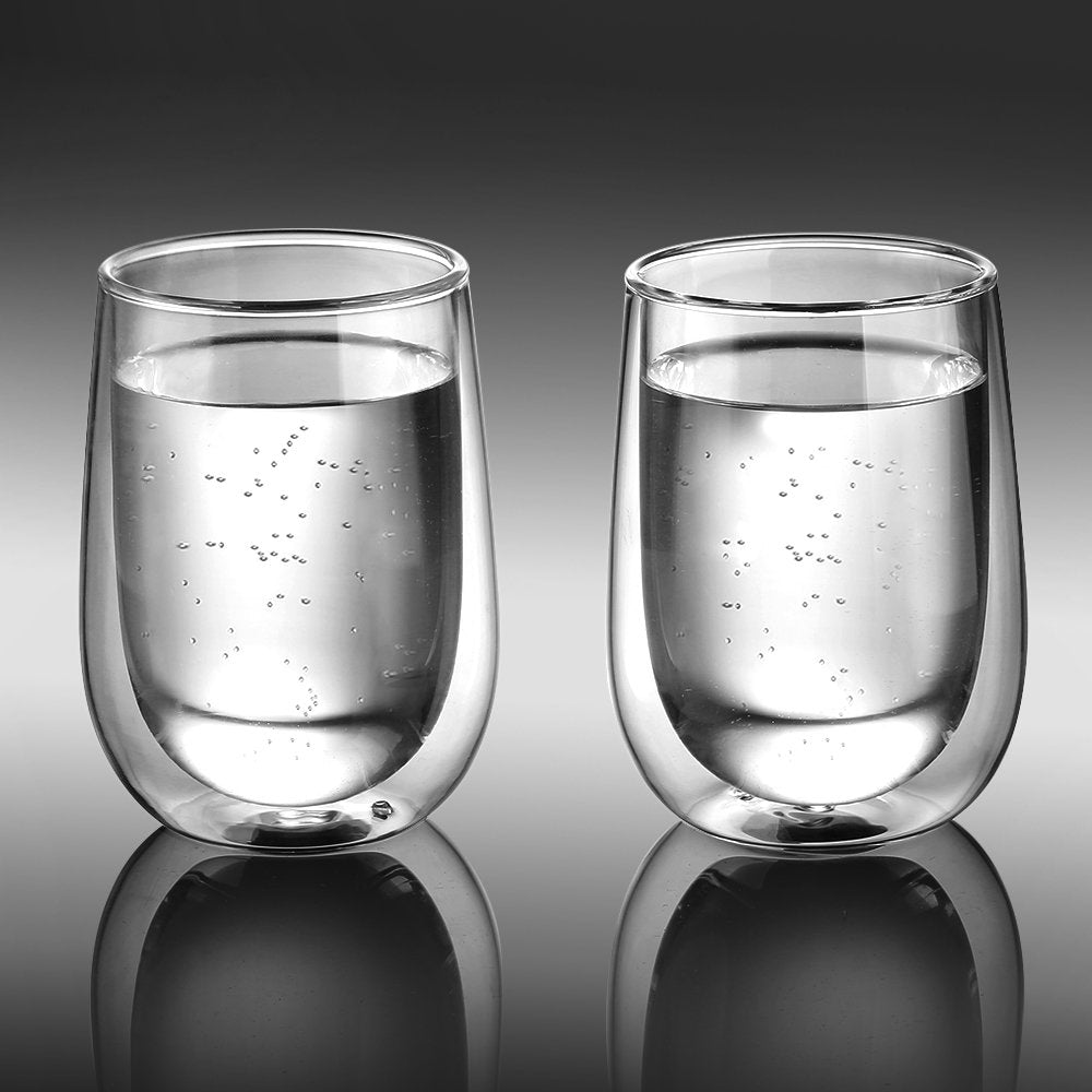 glastal 350 ml Double-Walled Latte Macchiato Glasses, Set of 4, Borosilicate Glass, Coffee Cups, Glasses for Coffee, Cappuccino, Latte, Tea, Ice Cream, Iced Tea, Iced Americano, Milk, Juice, Beer