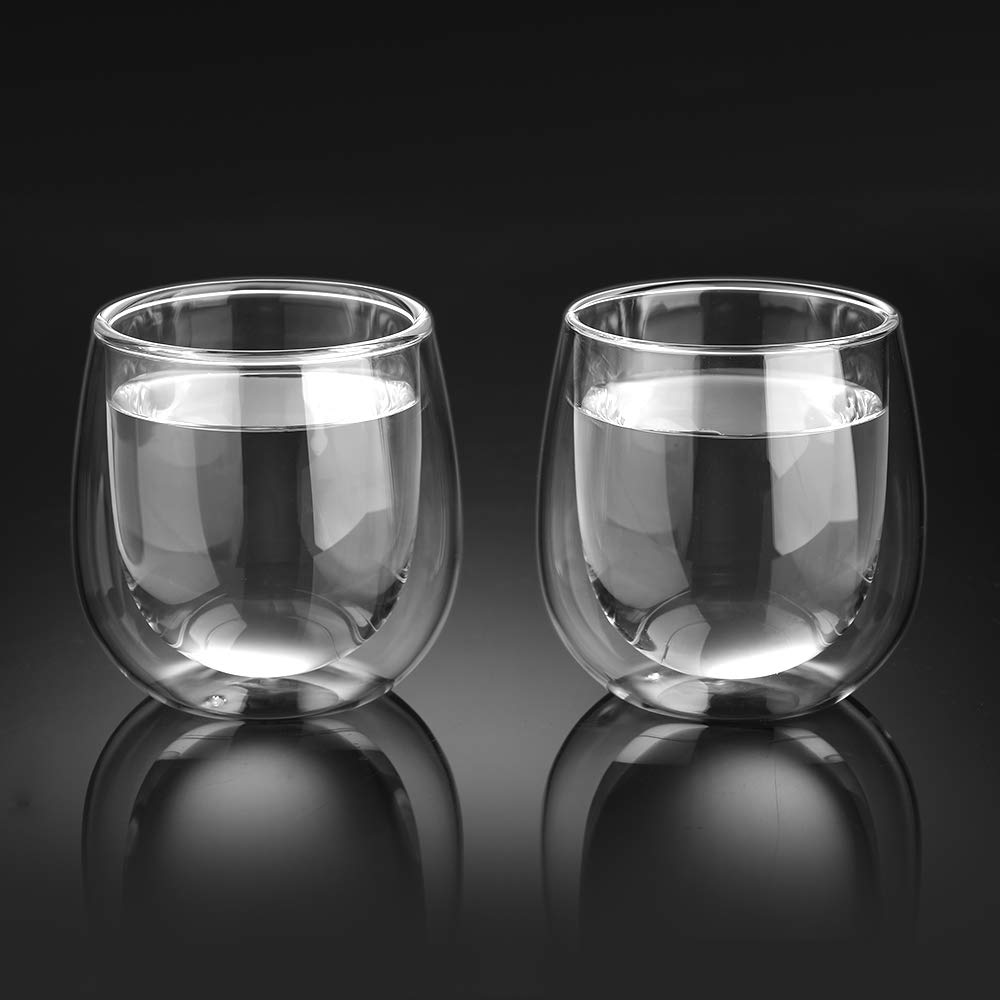 glastal 250 ml Double-Walled Latte Macchiato Glasses, Set of 6, Borosilicate Glass, Coffee Cups, Glasses for Coffee, Cappuccino, Latte, Tea, Ice Cream, Iced Tea, Iced Americano, Milk, Juice, Beer