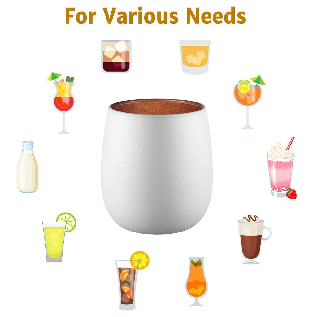 glastal 450ml*2 Einschichtiges Gin Gläser Weiß Matt Wassergläser mit Roségold Blinkende Innenwand, Borosilikat Trinkgläser Latte Macchiato Gläser Teegläser Whiskygläser Weingläser Weihnachten Geschenk