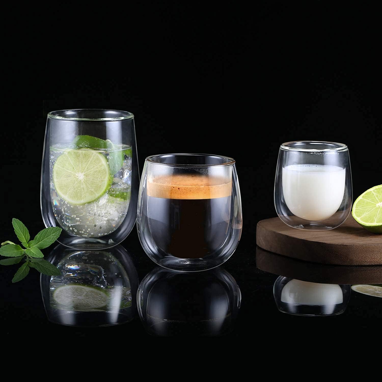 glastal 100ml (4oz) Doppelwandige Espressotassen Espresso Gläser 6er Set, Borosilikatglas Kaffeetassen Glas Set Kaffeeglas Teegläser für Espresso, Latte, Iced Americano, Tee, EIS, Milch, Saft