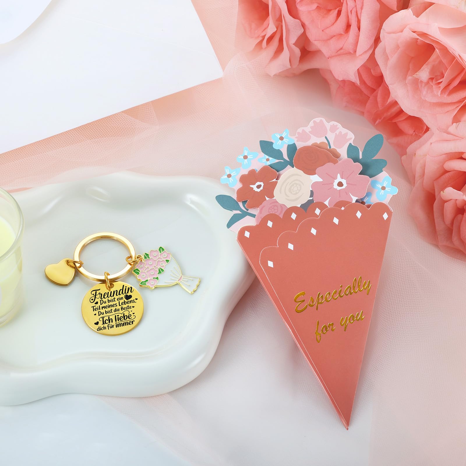 glastal Cocktailgläser Geschenke für Freundin Frauen Geschenkbox mit Schlüsselanhänger Grußkarte, 200ml Doppelwandige Martini Gläser Weinglas Geschenke für Beste Freundin zum Geburtstag Weihnachten