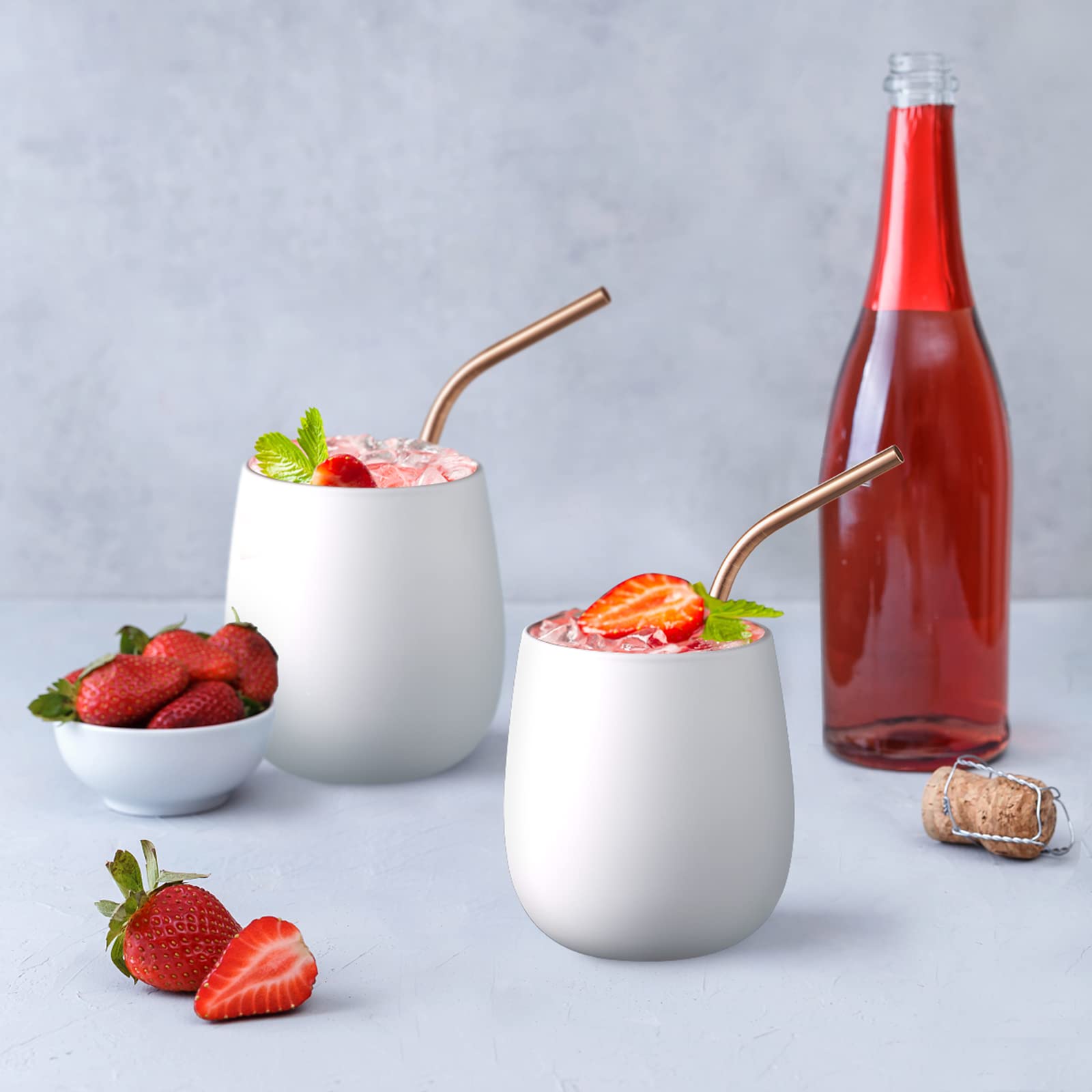 glastal 450ml*2 Einschichtiges Gin Gläser Weiß Matt Wassergläser mit Roségold Blinkende Innenwand, Borosilikat Trinkgläser Latte Macchiato Gläser Teegläser Whiskygläser Weingläser Weihnachten Geschenk