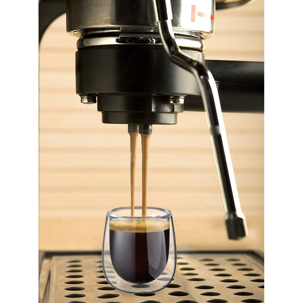 glastal 100ml (4oz) Doppelwandige Espressotassen Espresso Gläser 6er Set, Borosilikatglas Kaffeetassen Glas Set Kaffeeglas Teegläser für Espresso, Latte, Iced Americano, Tee, EIS, Milch, Saft