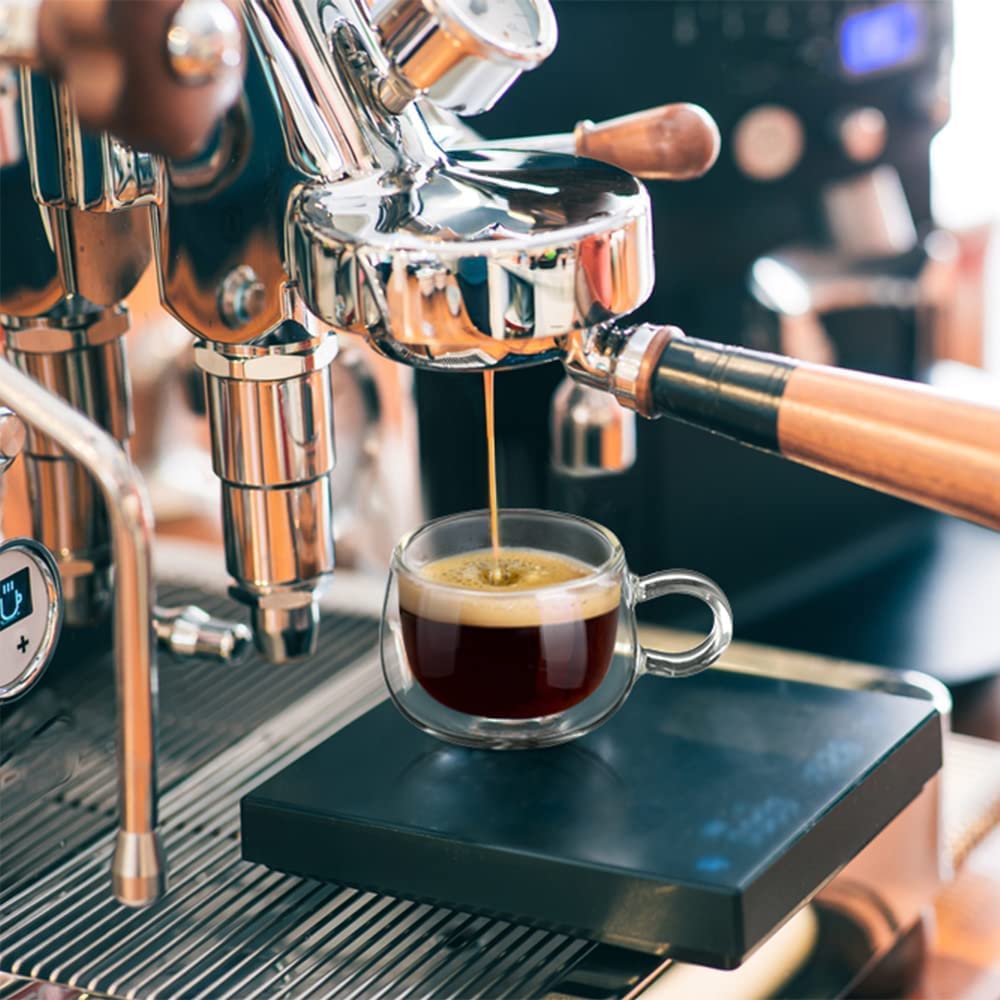 glastal 120 ml x 2 Espresso Cups Double-Walled Espresso Glasses Cup Borosilicate Glass Coffee Cups Glass Coffee Glasses Tea Glasses Set with Handle for Macchiato, Latte, Tea, Ice Cream, Milk