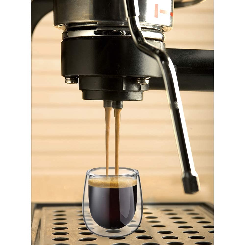 glastal 100 ml Double-Walled Espresso Cups, Espresso Glasses, Set of 2, Borosilicate Glass, Coffee Cups, Glasses for Coffee, Espresso, Latte, Iced Americano, Tea, Ice Cream, Milk, Juice