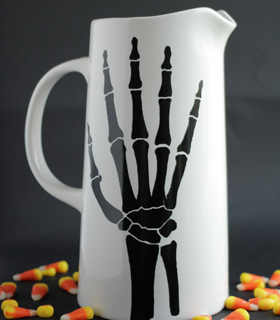 Halloween skeleton hand pitcher