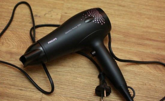 dry with hair dryer