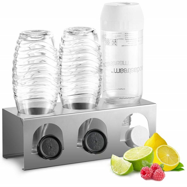 ecooe Stainless Steel Draining Rack for SodaStream and Emil Bottles Drainers for 3 Bottles and 3 Lids Dishwasher Safe