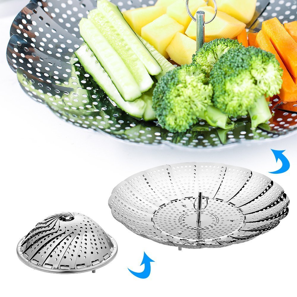 Vegetable Steamer Basket Cooking Foldable Adjustable Stainless